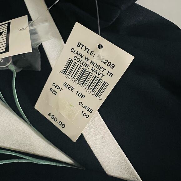 S.L Fashions Vintage Collared Button Down Maxi Dress Size 10 Petite NWT Navy - Picture 3 of 9